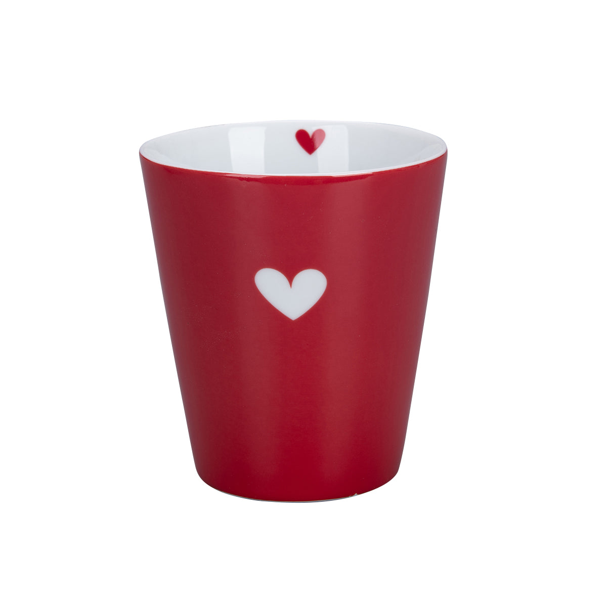 Porzellanbecher mit Herz Design in rot