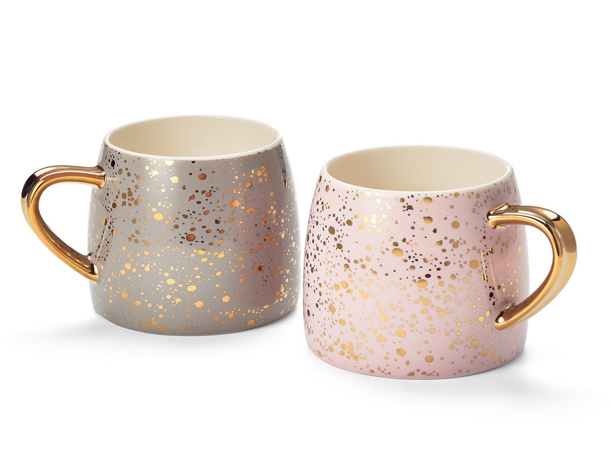 Porzellantasse Estrella, grau-gold